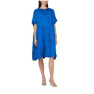 Joseph Emile Habotai Silk Midi Dress Womens 44 12 XL Royal Blue Oversized Shift